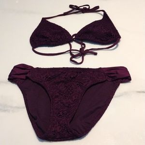 Plum lace crochet bikini